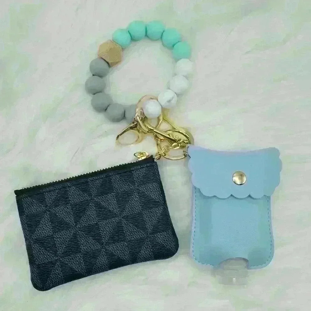Zippered Card Coin Case Wristlet blue theme